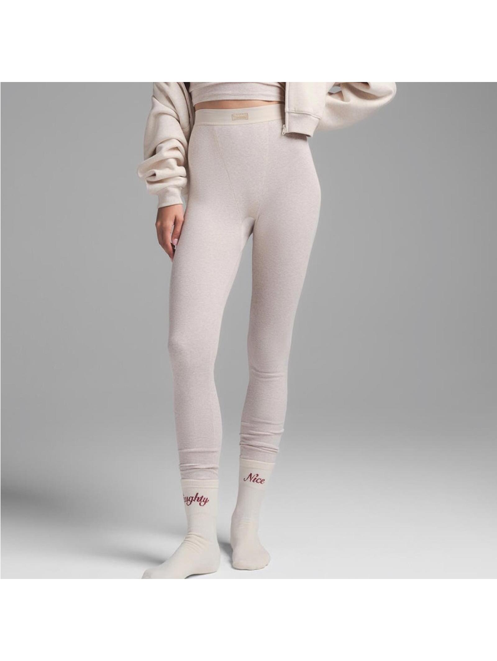 Skims Stretch Cotton Rib Leggings High-Waisted Limited Edition Heather Oatmeal